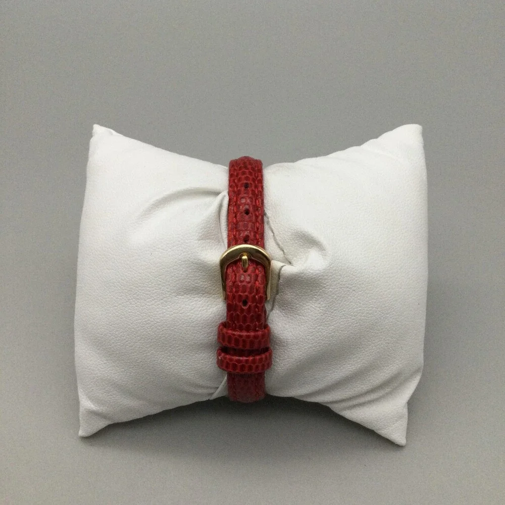 Anne Klein Watch Women 21mm Gold Tone Red Leather Band New Battery